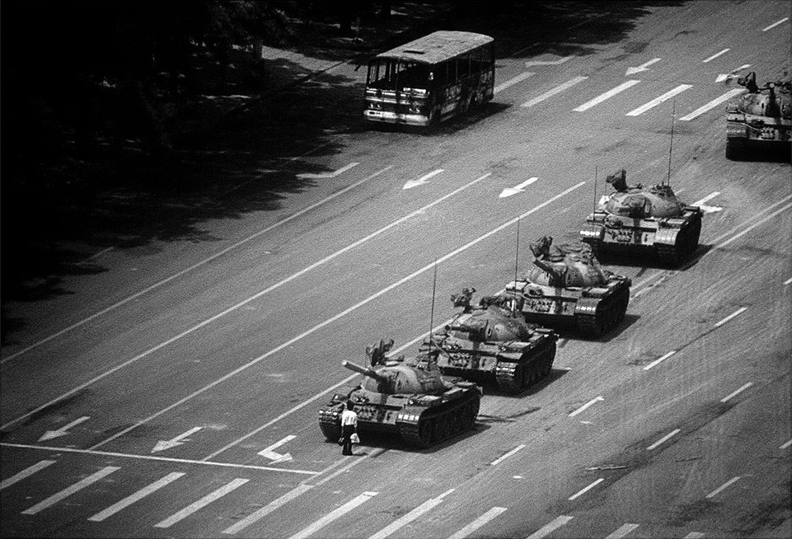 Common man confronts an army. Tiananmen Square, China, June 5, 1989